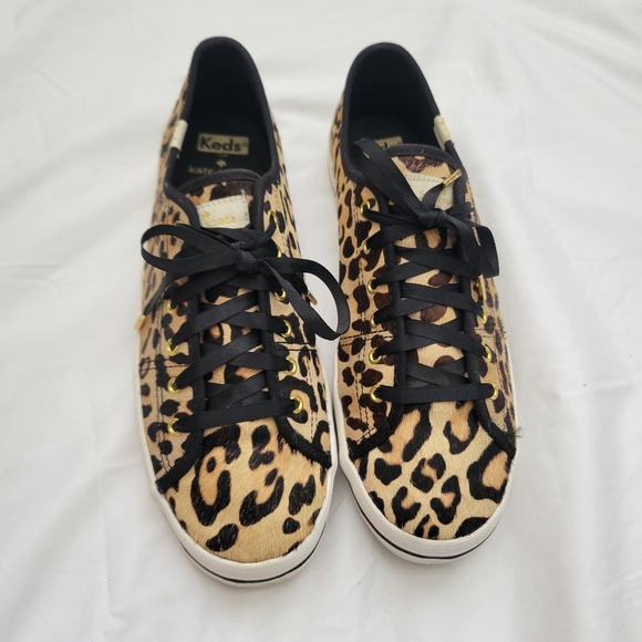 KATE SPADE KEDS. Animal Print Calf Hair Lace-Up Sneakers Kickstart. Size 9 - Picture 8 of 17